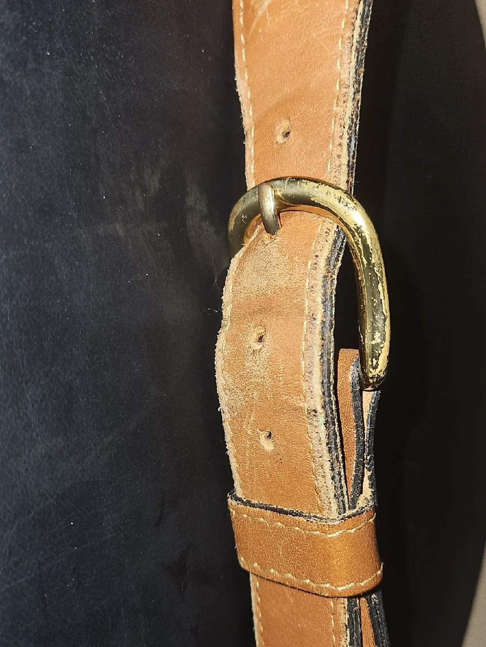 Zep-Pro Classic Tan Leather Trim Belt with Gold Buckle Size 36